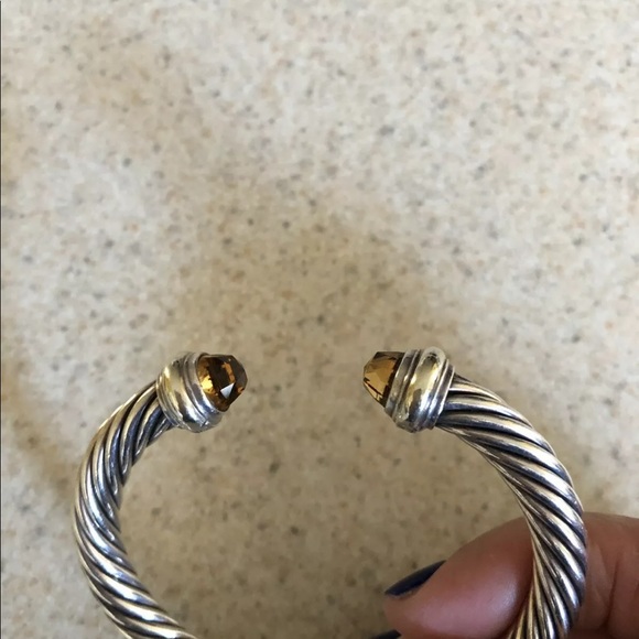 David Yurman 7mm cable citrine Cuff in SS 14k - Picture 6 of 8